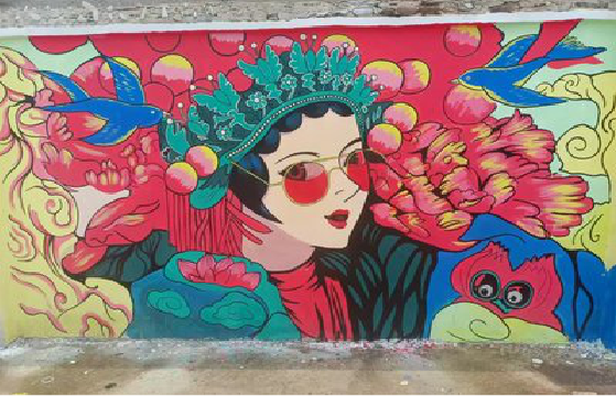  天柱墙体彩绘-网红墙