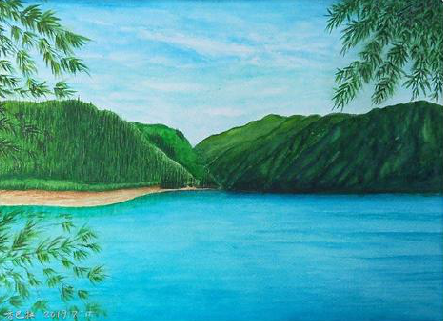  天柱在墙绘中，如何绘画绿水青山？